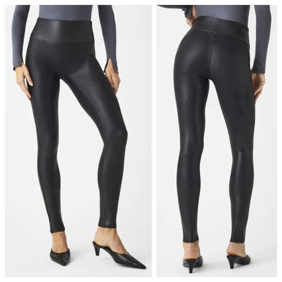 Spanx Women's Faux Leather Leggings Black Size M - Picture 1 of 9